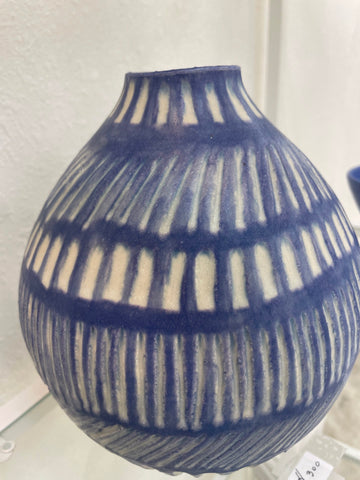 blue and White carved vessel, 11x11in