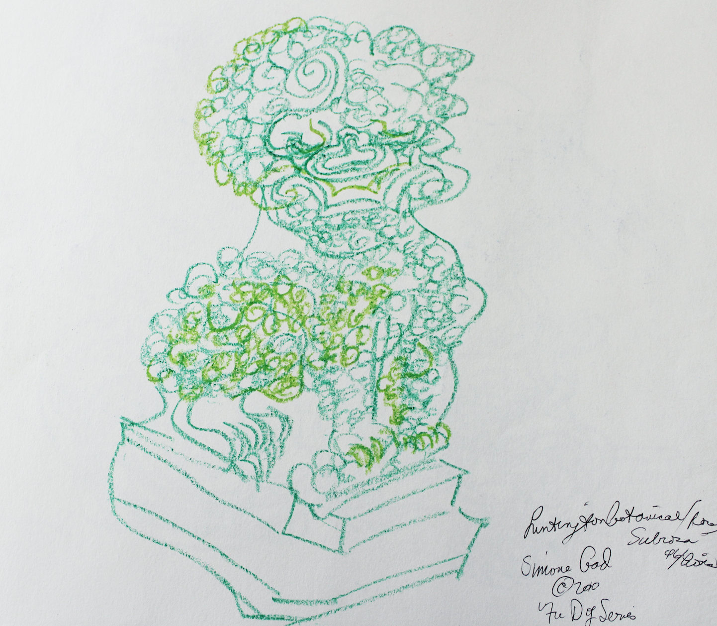 Chinese fu dog green drawing